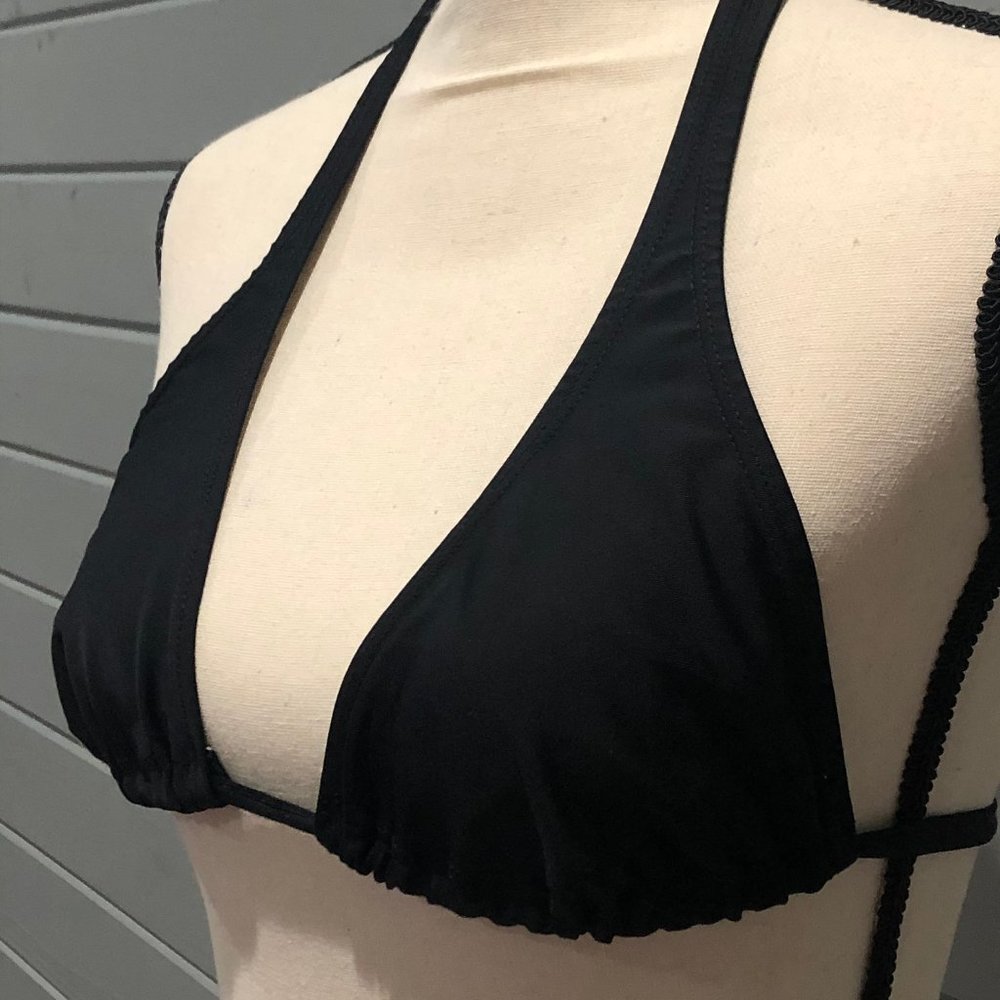 Black halter top thong bikini